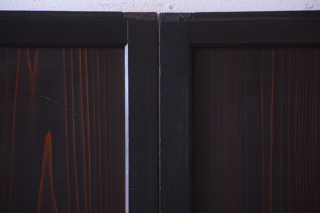 古民具・骨董　明治期　古い木味のアンティーク帯戸4枚セット