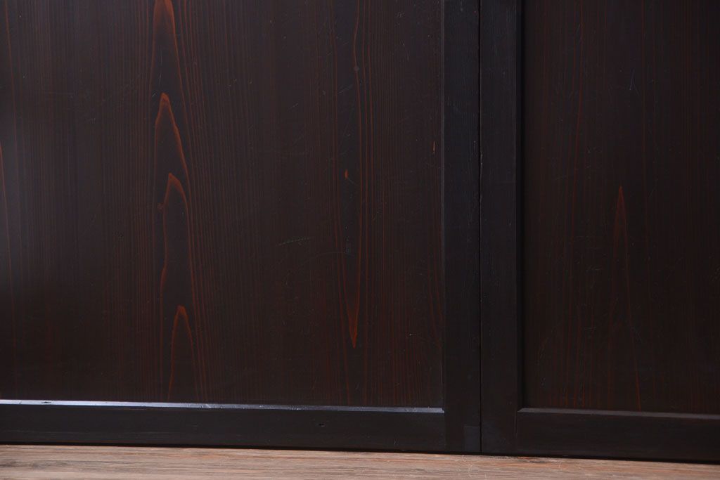 古民具・骨董　明治期　古い木味のアンティーク帯戸4枚セット