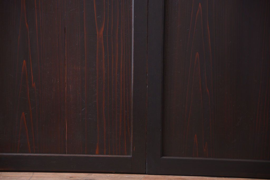 古民具・骨董　明治期　古い木味のアンティーク帯戸4枚セット