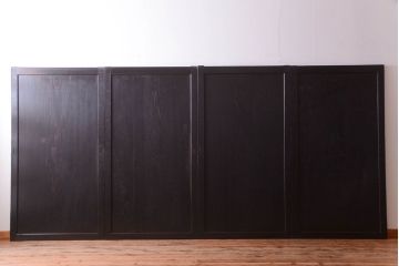 古民具・骨董　古い木味のアンティーク板戸4枚セット