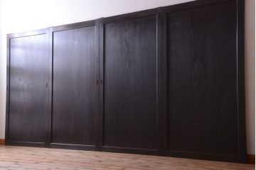 古民具・骨董　古い木味のアンティーク板戸4枚セット