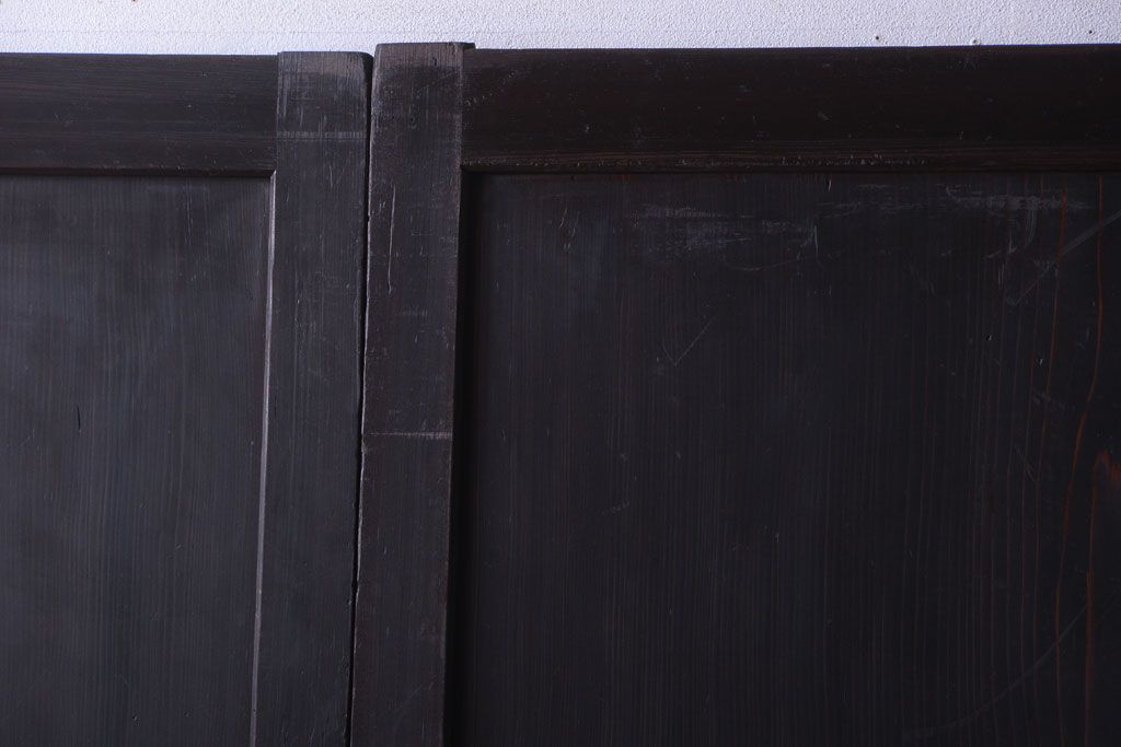 古民具・骨董　古い木味のアンティーク板戸4枚セット