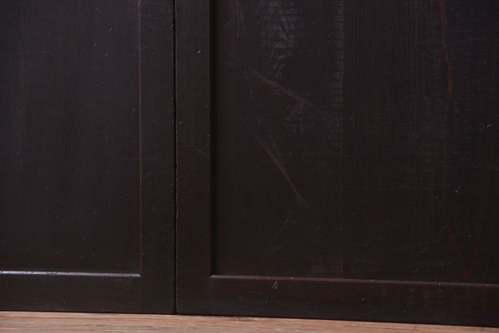 古民具・骨董　古い木味のアンティーク板戸4枚セット