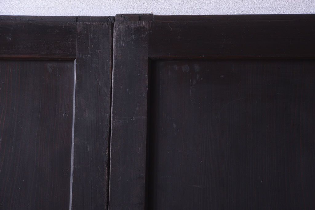 古民具・骨董　古い木味のアンティーク板戸4枚セット