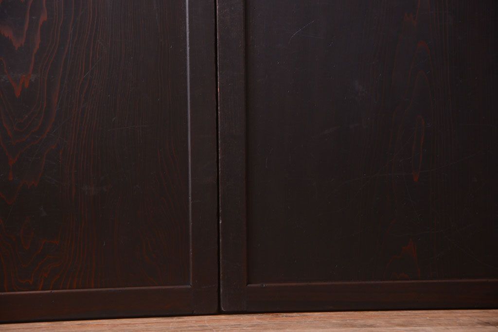 古民具・骨董　古い木味のアンティーク板戸4枚セット