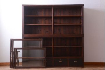 アンティーク家具　和製アンティークの二段重ね収納棚(2)