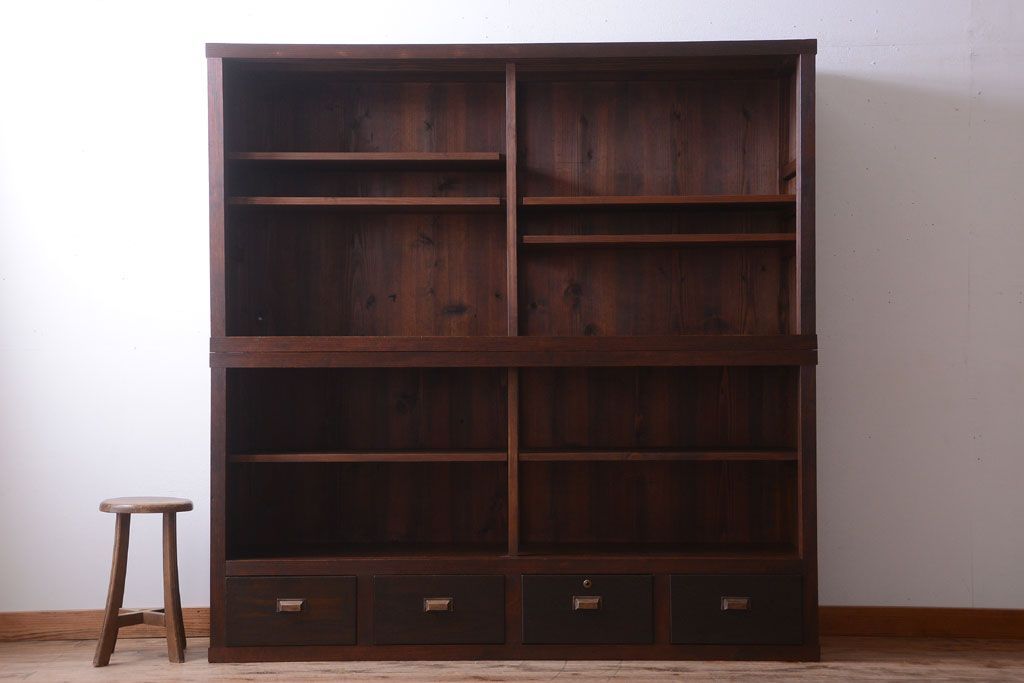 アンティーク家具　和製アンティークの二段重ね収納棚(2)