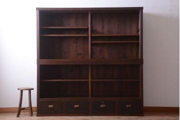 アンティーク家具　和製アンティークの二段重ね収納棚(2)