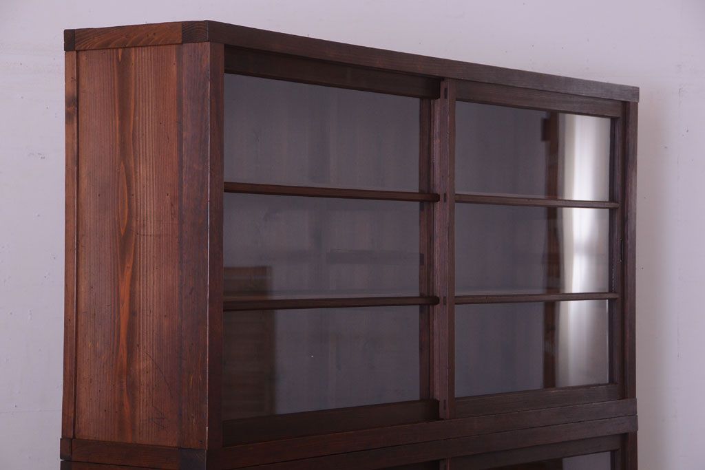 アンティーク家具　和製アンティークの二段重ね収納棚(2)