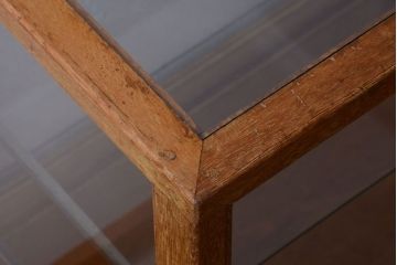 レトロ家具　昭和レトロ　古い木製のシンプルなアンティークガラスケース(ショーケース)(3)