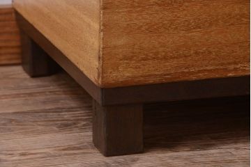 レトロ家具　昭和レトロ　古い木製のシンプルなアンティークガラスケース(ショーケース)(3)