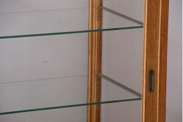 レトロ家具　昭和レトロ　古い木製のシンプルなアンティークガラスケース(ショーケース)(3)