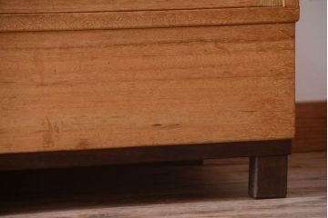 レトロ家具　昭和レトロ　古い木製のシンプルなアンティークガラスケース(ショーケース)(3)