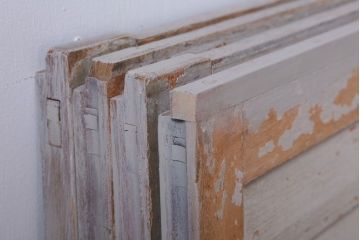 アンティーク　ルーバー風デザインがおしゃれな引き戸4枚セット(雨戸)