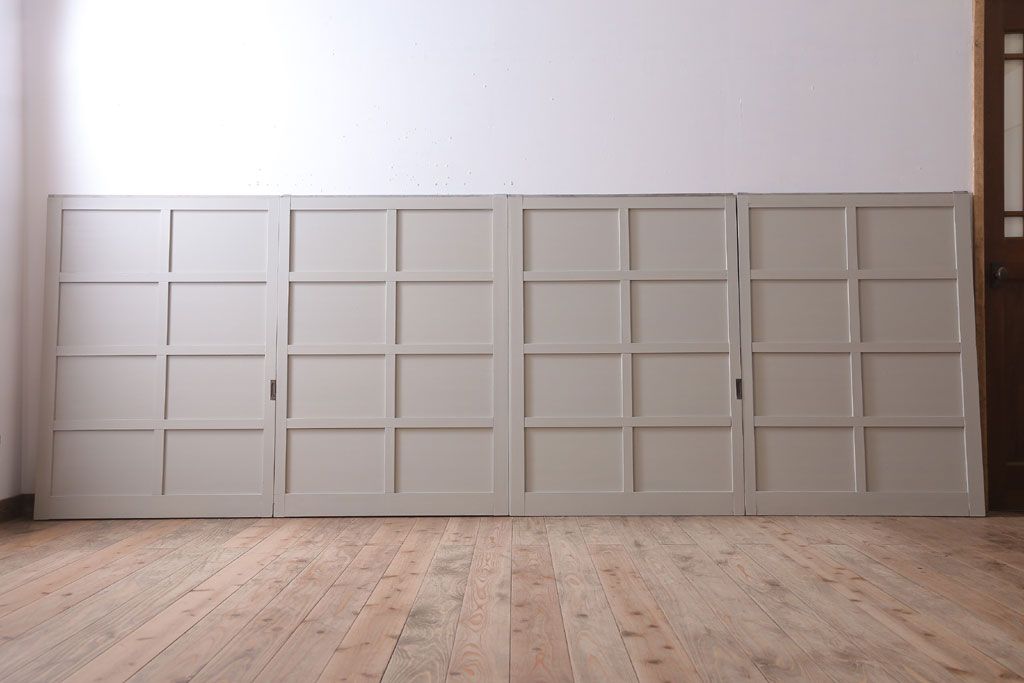 アンティーク　ルーバー風デザインがおしゃれな引き戸4枚セット(雨戸)