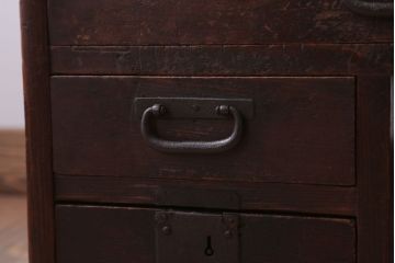 アンティーク家具　古民具・骨董　古い木が味わい深いシンプルな両袖文机