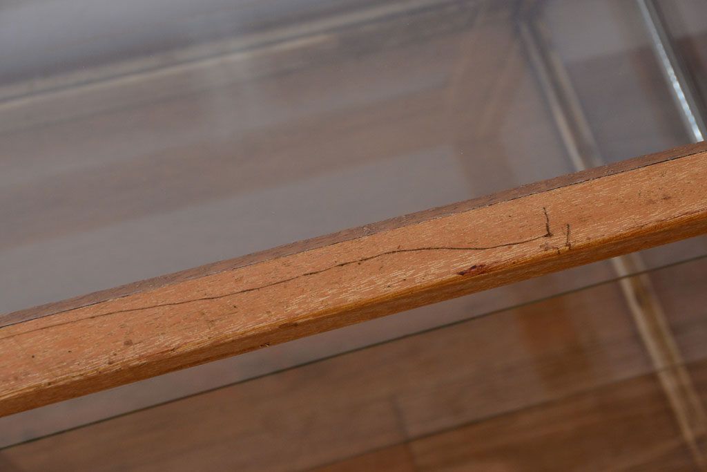 アンティーク家具　アンティーク　古い木製のシンプルなガラスケース(ショーケース)(1)