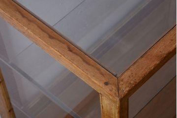 アンティーク家具　アンティーク　古い木製のシンプルなガラスケース(ショーケース)(1)