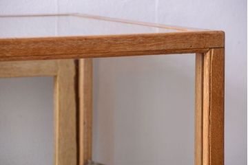 アンティーク家具　アンティーク　古い木製のシンプルなガラスケース(ショーケース)(1)