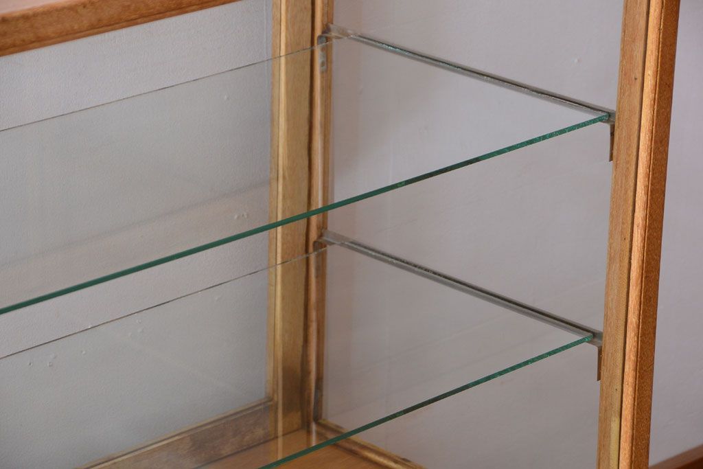 アンティーク家具　アンティーク　古い木製のシンプルなガラスケース(ショーケース)(1)