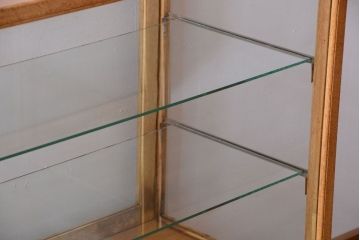 アンティーク家具　アンティーク　古い木製のシンプルなガラスケース(ショーケース)(1)