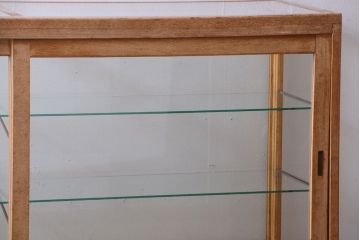 アンティーク家具　アンティーク　古い木製のシンプルなガラスケース(ショーケース)(1)