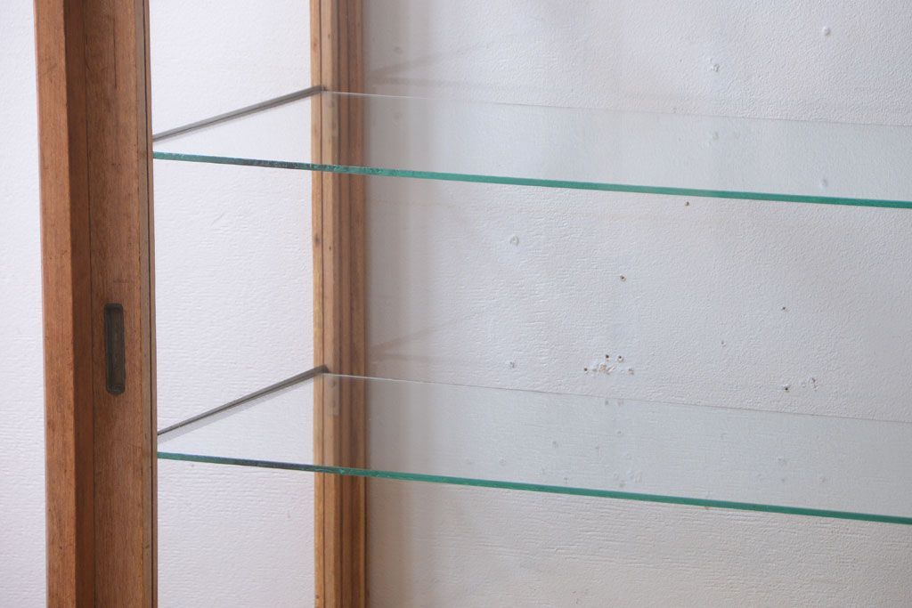 アンティーク家具　アンティーク　古い木製のシンプルなガラスケース(ショーケース)(1)