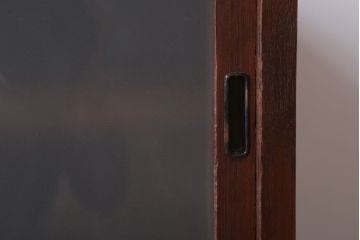 レトロ家具　昭和レトロ　すりガラス入り!古い木製のアンティークローボード