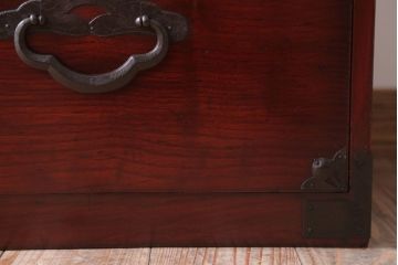 アンティーク家具　古民具・骨董　明治〜大正期　前面栗材!二段重ねのアンティーク米沢箪笥(2)