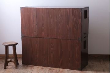 アンティーク家具　古民具・骨董　明治〜大正期　前面栗材!二段重ねのアンティーク米沢箪笥(2)