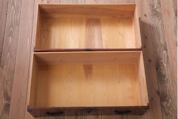 アンティーク家具　古民具・骨董　明治〜大正期　前面栗材!二段重ねのアンティーク米沢箪笥(2)