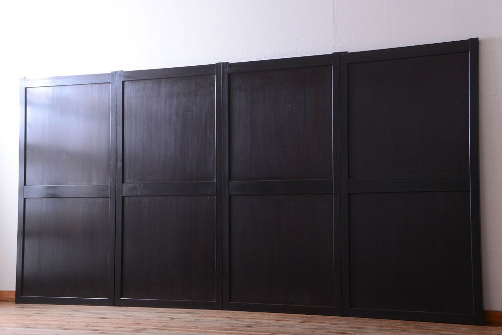 古民具・骨董　明治期　古い木味のアンティーク帯戸4枚セット(2)