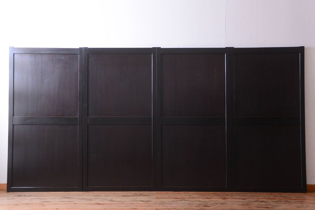 古民具・骨董　明治期　古い木味のアンティーク帯戸4枚セット(2)