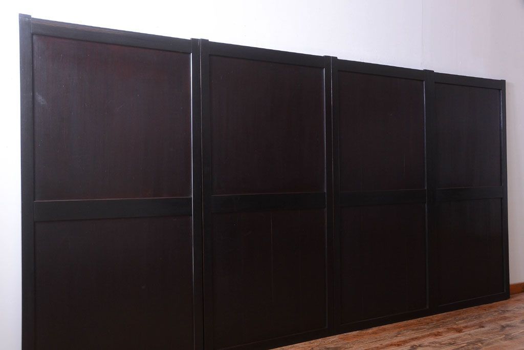 古民具・骨董　明治期　古い木味のアンティーク帯戸4枚セット(2)