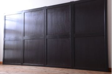 古民具・骨董　明治期　古い木味のアンティーク帯戸4枚セット(2)