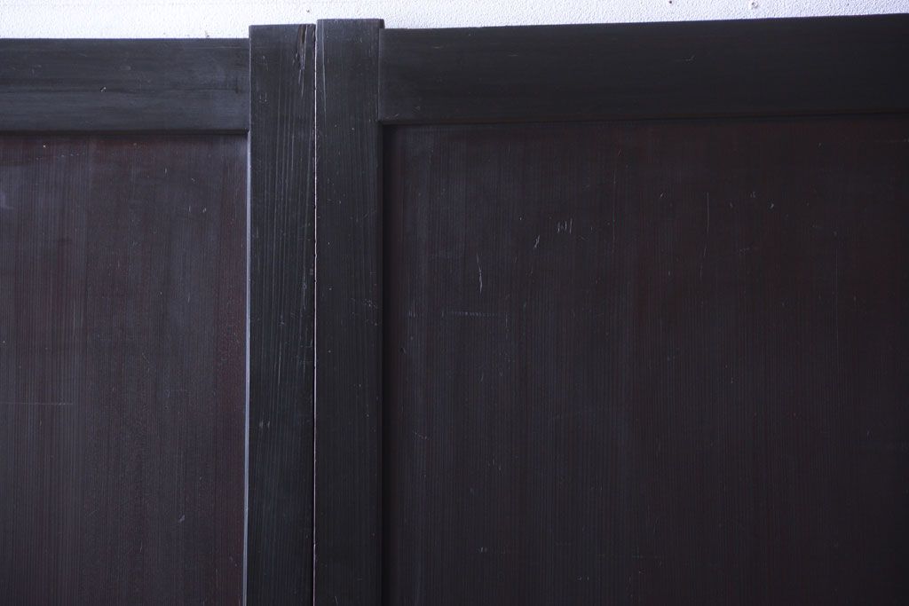 古民具・骨董　明治期　古い木味のアンティーク帯戸4枚セット(2)