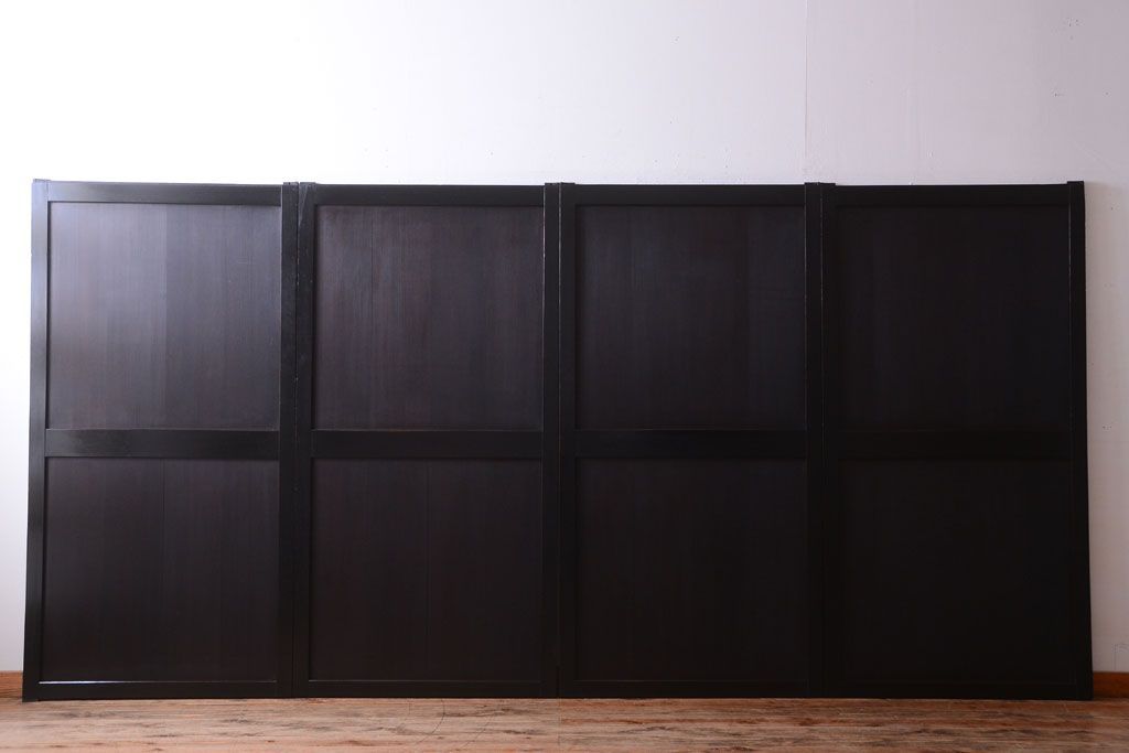 古民具・骨董　明治期　古い木味のアンティーク帯戸4枚セット(2)