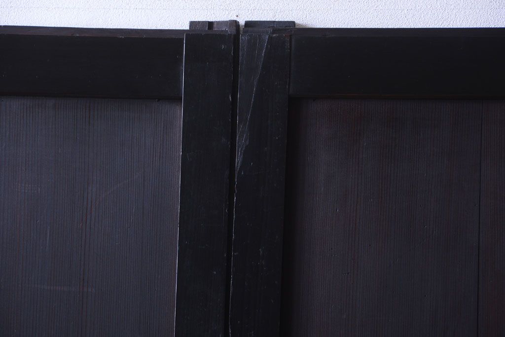 古民具・骨董　明治期　古い木味のアンティーク帯戸4枚セット(2)