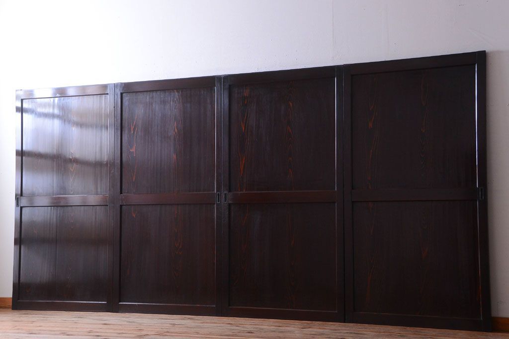 古民具・骨董　明治期　古い木味のアンティーク帯戸4枚セット(3)