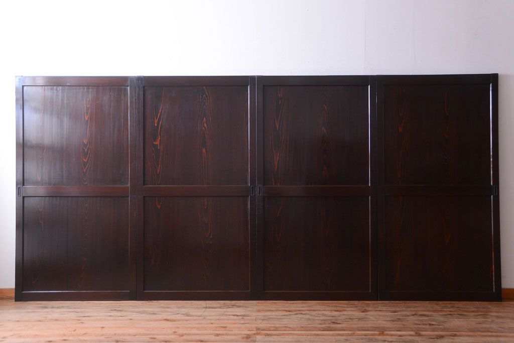 古民具・骨董　明治期　古い木味のアンティーク帯戸4枚セット(3)