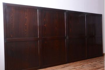 古民具・骨董　明治期　古い木味のアンティーク帯戸4枚セット(3)