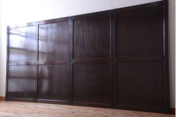 古民具・骨董　明治期　古い木味のアンティーク帯戸4枚セット(3)