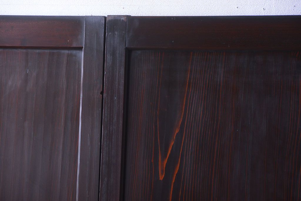 古民具・骨董　明治期　古い木味のアンティーク帯戸4枚セット(3)