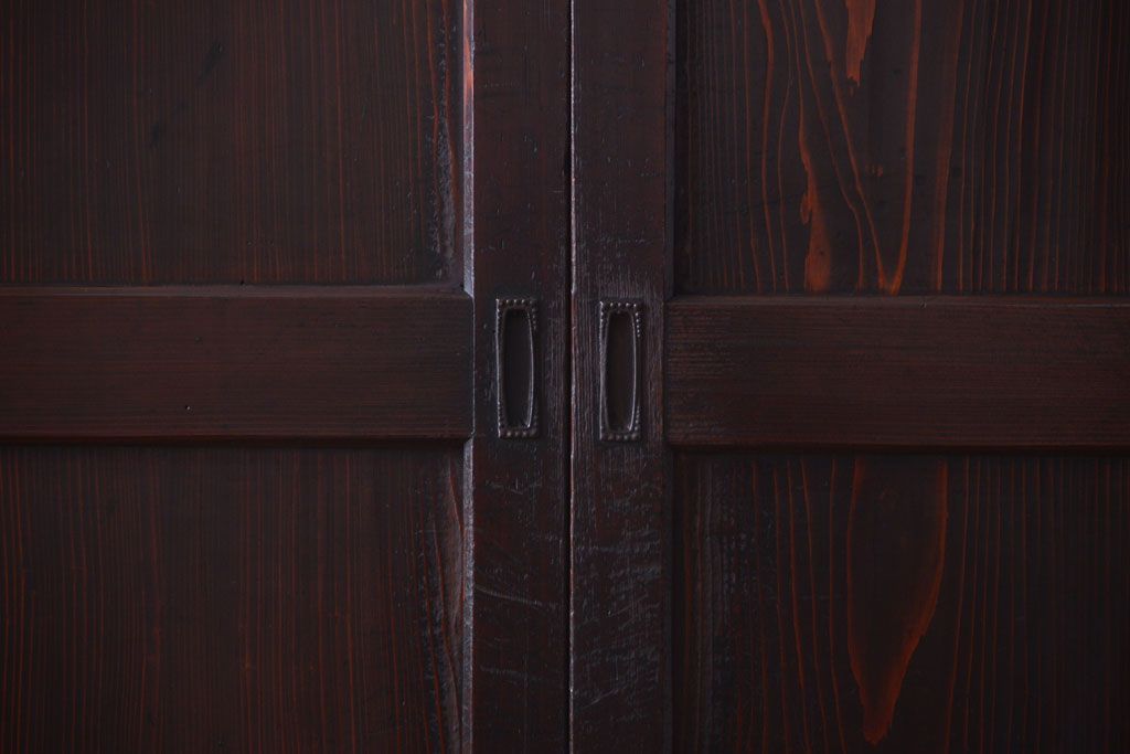 古民具・骨董　明治期　古い木味のアンティーク帯戸4枚セット(3)