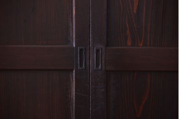 古民具・骨董　明治期　古い木味のアンティーク帯戸4枚セット(3)