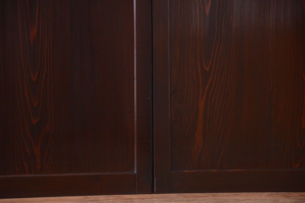 古民具・骨董　明治期　古い木味のアンティーク帯戸4枚セット(3)