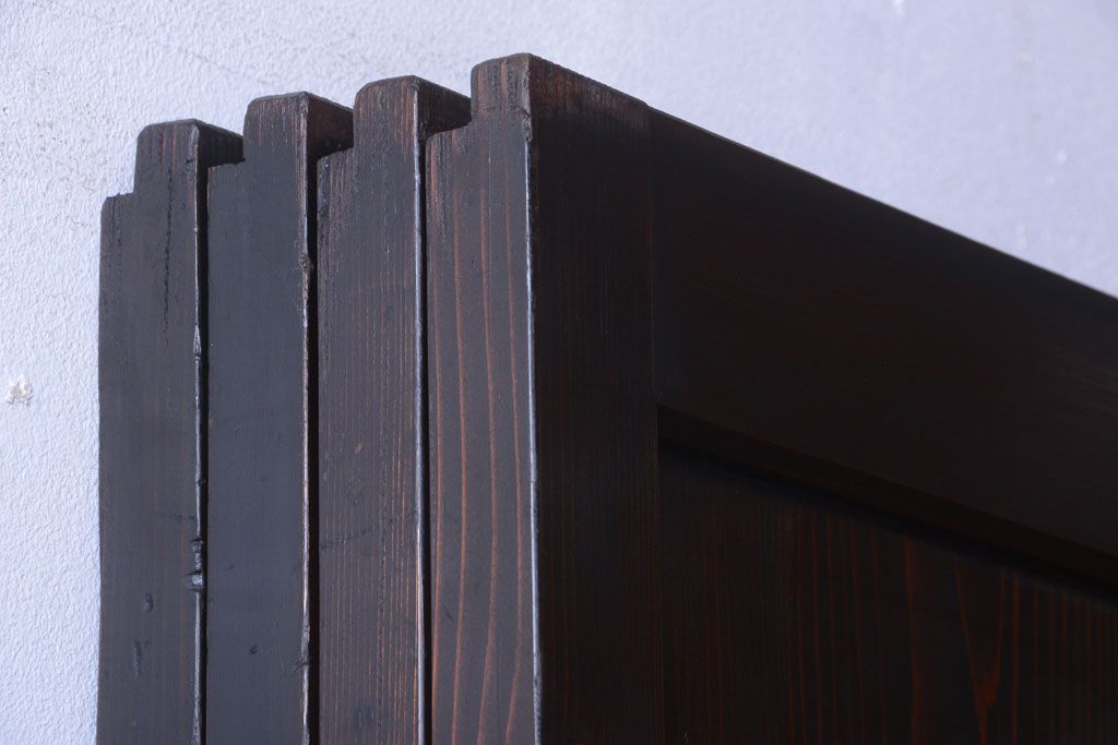 古民具・骨董　明治期　古い木味のアンティーク帯戸4枚セット(3)