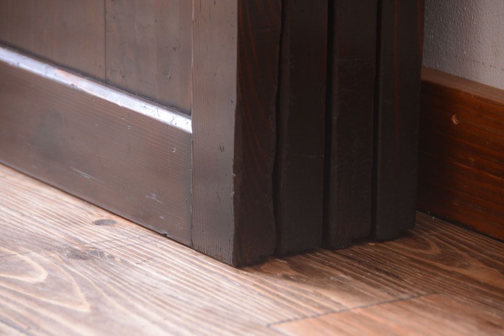 古民具・骨董　明治期　古い木味のアンティーク帯戸4枚セット(3)