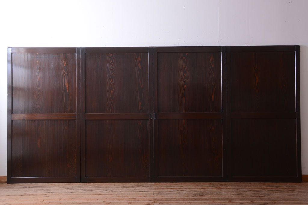 古民具・骨董　明治期　古い木味のアンティーク帯戸4枚セット(3)