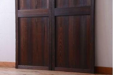 古民具・骨董　古い木味のアンティーク帯戸2枚セット(3)